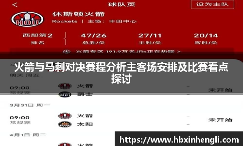 火箭与马刺对决赛程分析主客场安排及比赛看点探讨